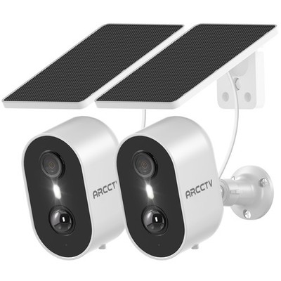 ARCCTV 2Pack 4MP WiFi6 Wireless Outdoor Security Camera Color Night +Solar Panel