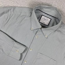 Charles Tyrwhitt Dress Shirt Mens 16.5/36 Green Micro-Check Non-Iron Classic Fit