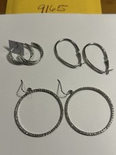 3 Hoop Earring Sets Fashion Jewelry Chic Shiny, Large, Multi Sizes Round/Oval
