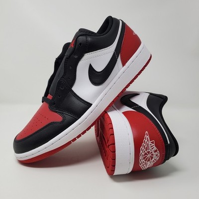 Nike Air Jordan 1 Low 'Bred Toe 2.0' Red Black 553558-161 Men's