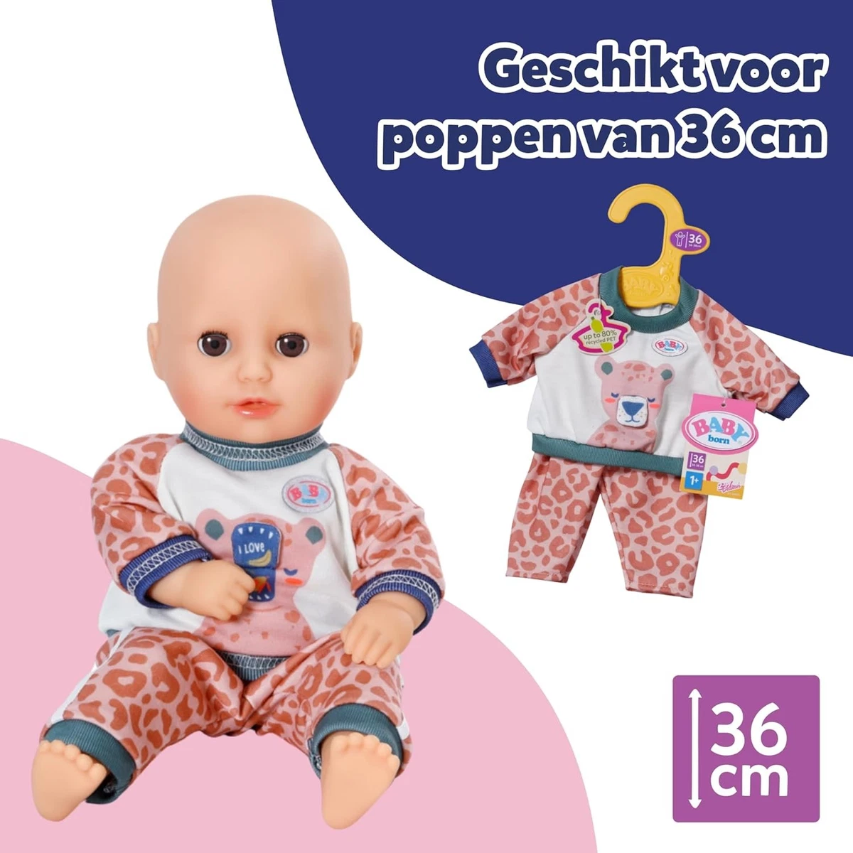 BABY born Jogging Suit, Cosy Leopard-Themed Outfit for 36cm Doll, 838112 Zapf Cr