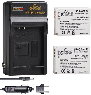NB-5L NB5L Battery WallCharger and 2 Batteries for Canon PowerShot 