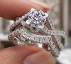 3 Ct White Round Moissanite Diamond Bridal Wedding Ring Sterling Silver Size 7