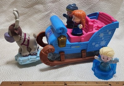 Fisher Price Little People Disney Frozen Kristoff's Sleigh + Elsa Anna Sven
