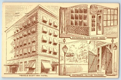 c1968 Frederick Maryland MD Vintage Postcard Francis Scott Key Hotel Building