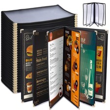 WeChef 30 Pack Menu Covers 8.5 x 14" Book Style 6 Pages 12 Views Restaurant Bar