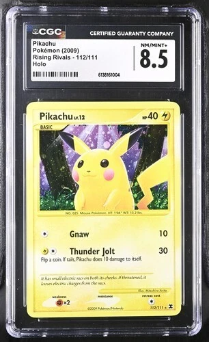 SWIRL CGC 8.5PIKACHU 112 RISING RIVALS HOLO SECRET POKEMON NM/ MINT+