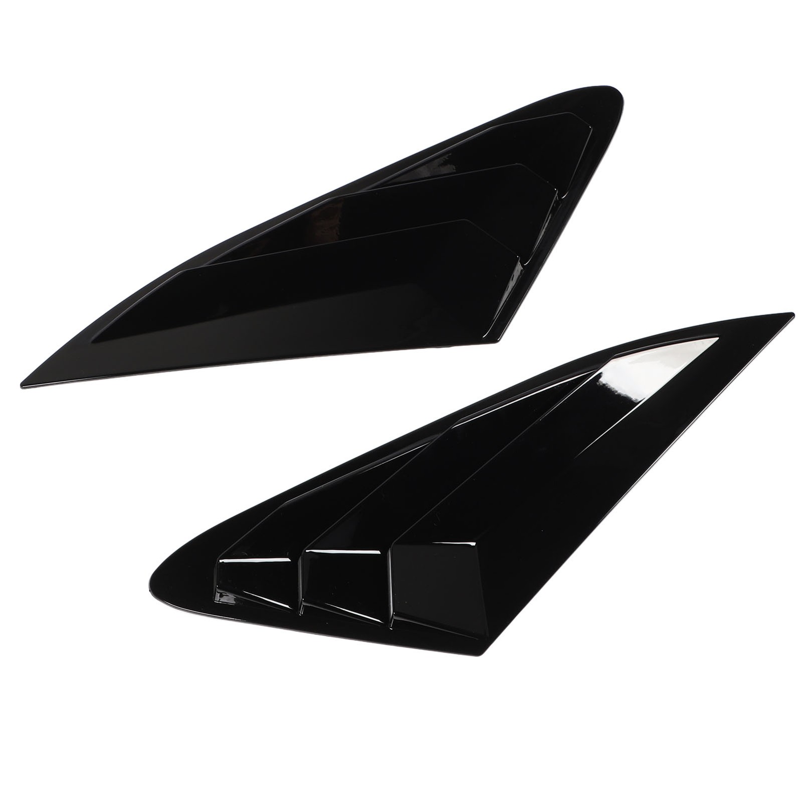 2PCS Rear Side Window Louver Gloss Black Sporty Look Scratch Resistant Replaceme