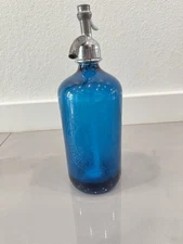Vintage Clear Glass Seltzer Bottle - Rosen Bros. Brooklyn NY Jacobs RARE BLUE