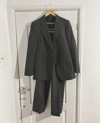 Debenhams Vintage Anzug Herren 42 R Grau Nadelstreifenanzug Wolle Arbeit Klassisch Zeitlos