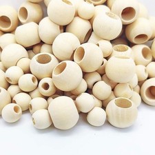 150 Pcs Wooden Beads, Large Hole Unfinished Natural round Wooden Loose Beads 20