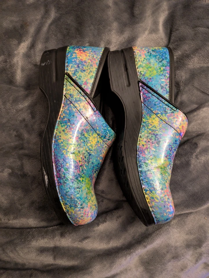 Dansko Gray Blue Pink Paisley Professional Nursing Clog Shoes Womens 41 - Image 3 of 4