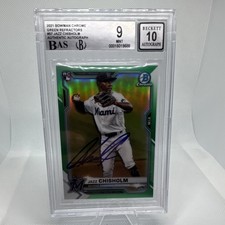 Bowman Chrome Green Refractor Jazz Chisholm #57 Marlins BAS Auto /99 2021 Rookie