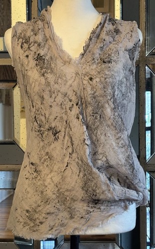 Jaga DTLA Grey Print Linen Sleeveless Top Size 0, US 4 Made In USA New W/Tags