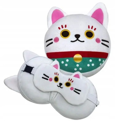 Maneki Neko poduszka podróżna + maseczka maskotka Puckator