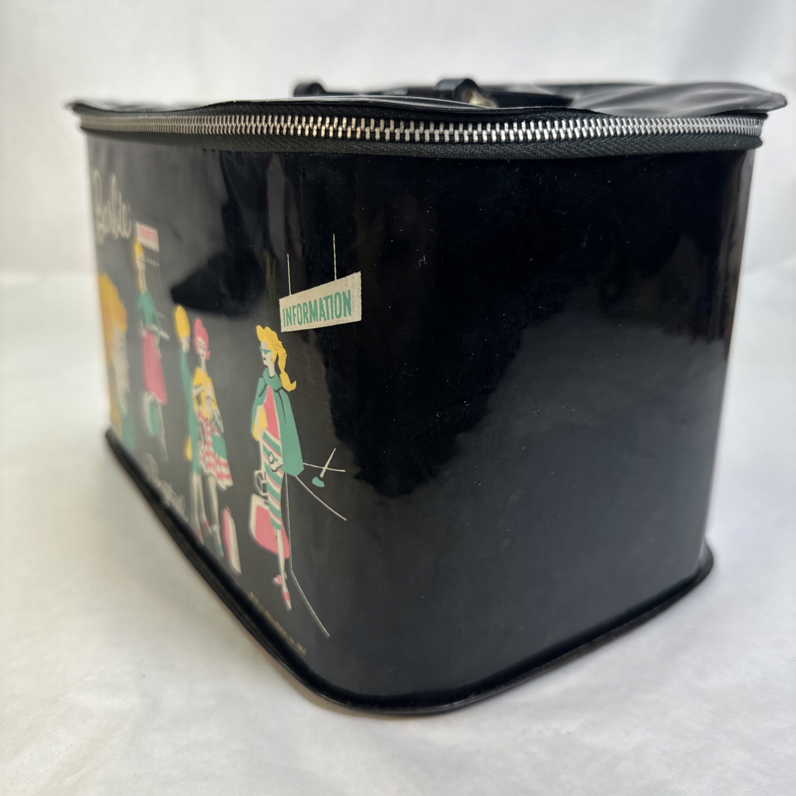 Vtg 1962 Barbie by Ponytail Train Case Mattel Zipper Doll Carry Storage