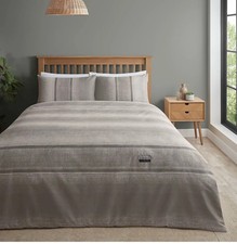 Image of Catherine Lansfield Denim Duvet Cover Double Quilt Bedding Bed Linen Set Natural