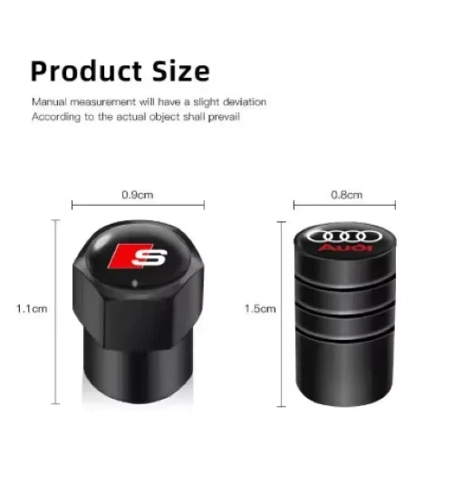 SET Chrome 4Pcs Hexagon Wheel Tire Air Valve Stem Cover Caps Audi NEW - Image 2 of 3