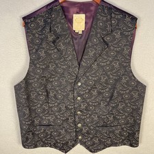 Vintage Wah Maker XL Western Vest Notch Lapel Brocade Old West SASS USA Made