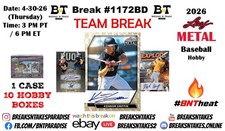 ARIZONA DIAMONDBACKS 2026 Leaf Metal Baseball Hobby CASE 10 BOX Break #1172BD