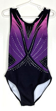 ModaFans CL Child Large L 8-9 yrs Girls Gymnastics Leotard Purple Ombre Bling
