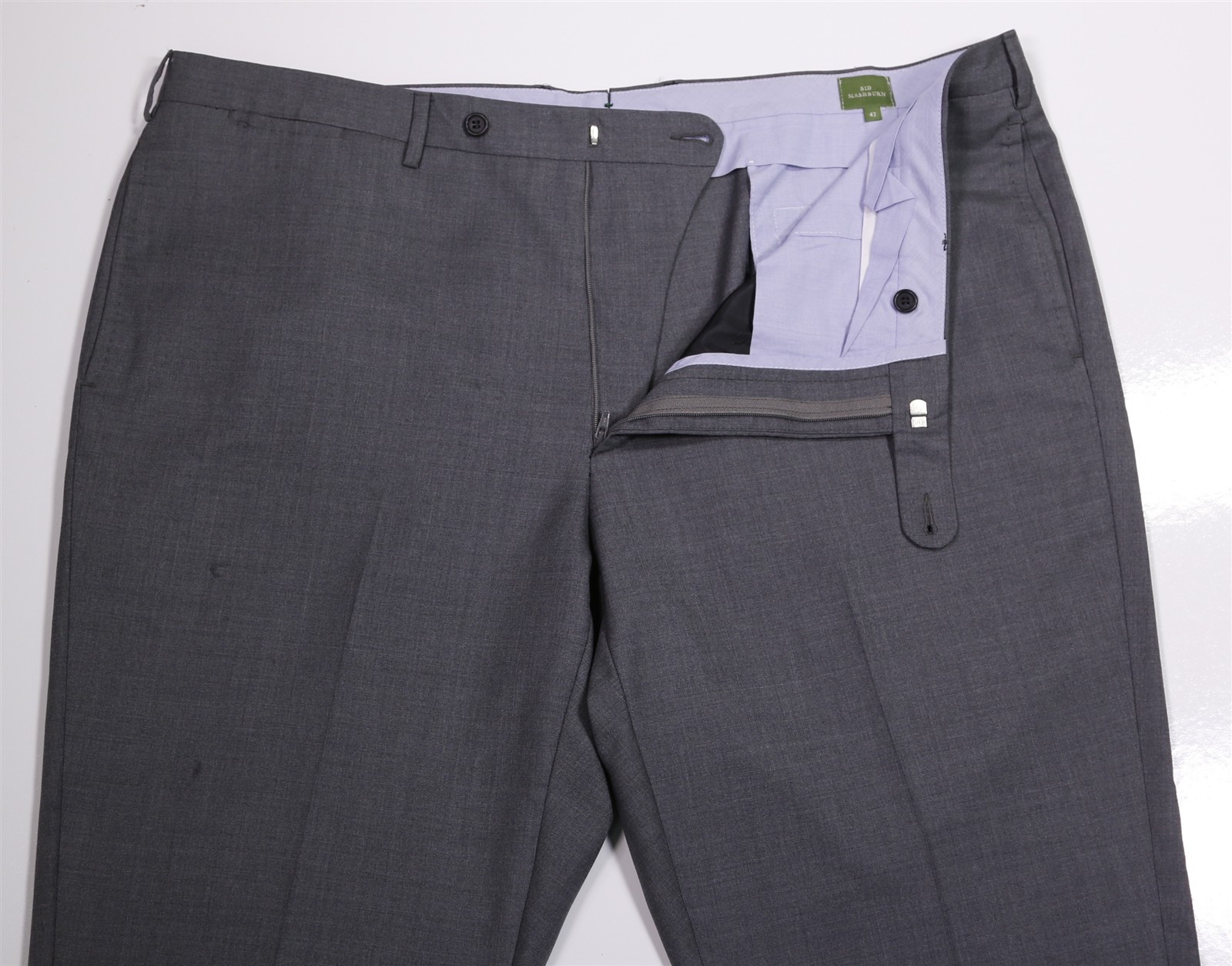 Sid Mashburn Solid Gray Flat Front Cuffed Wool Dr… - image 5