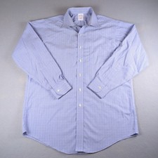 Brooks Brothers Dress Shirt Mens 15 1/2-33 Blue Plaid Traditional Fit Non Iron