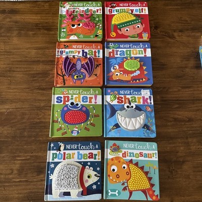 Never Touch A Book Lot Of 8 Mixed Books Shark, Dinosaur, Spider, Dragon, More