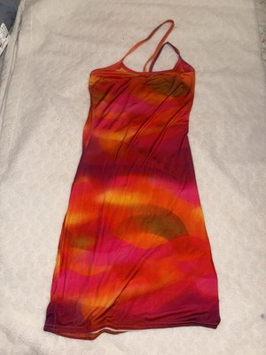 Pretty Little Thing Pink Abstract Print Slinky Asymmetric Strap Dress |  eBay UK