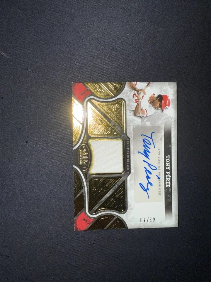 2025 Topps Tier One MLB Patch Auto Tony Perez Cincinnati Reds /49 - Nine20 - Imagem 3 de 4