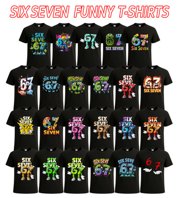 Cartoon Zahlen sechs sieben Design Paket lustig schwarz T-Shirt Geschenk Top Shirt