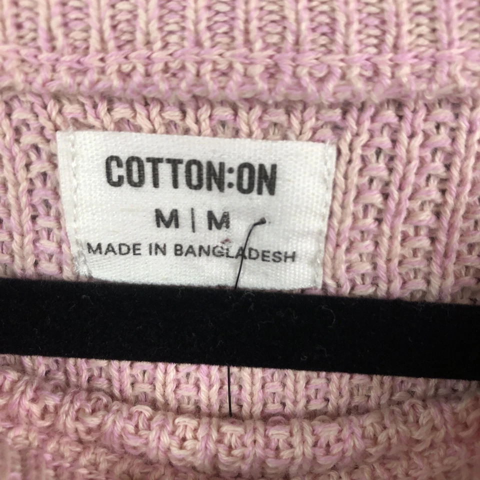 Suéter de Algodón para Mujer M Ballet Rosa Tejido Gofre Informal Algodón Pullover NUEVO Foto 3 de 4