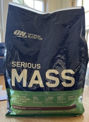 Optimum Nutrition Serious Mass Gainer Protein Powder, Choc, 12#, Expires 2026!