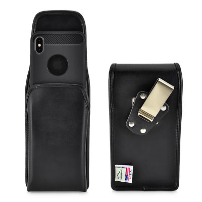 iPhone 11 Max / XS MAX Turtleback Belt Clip Vertical Black Leather Rotating Clip