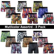 3 Pack Men Boxer Shorts Printed Underwear Anti Chafing Briefs Sports Trunks US