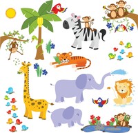 Jungle Friends Wall Decals - Fun Animals For Kids Rooms - Easy Peel Wall Stic... on sale Jungle Friends Wall Decals - Fun Animals For Kids Rooms - Easy Peel Wall Stic... on sale