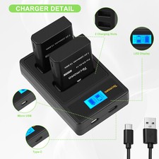 2Pack EN-EL14 EL14a Battery For Nikon D5200 D5100 D3500 D3200 P7800+Dual Charger