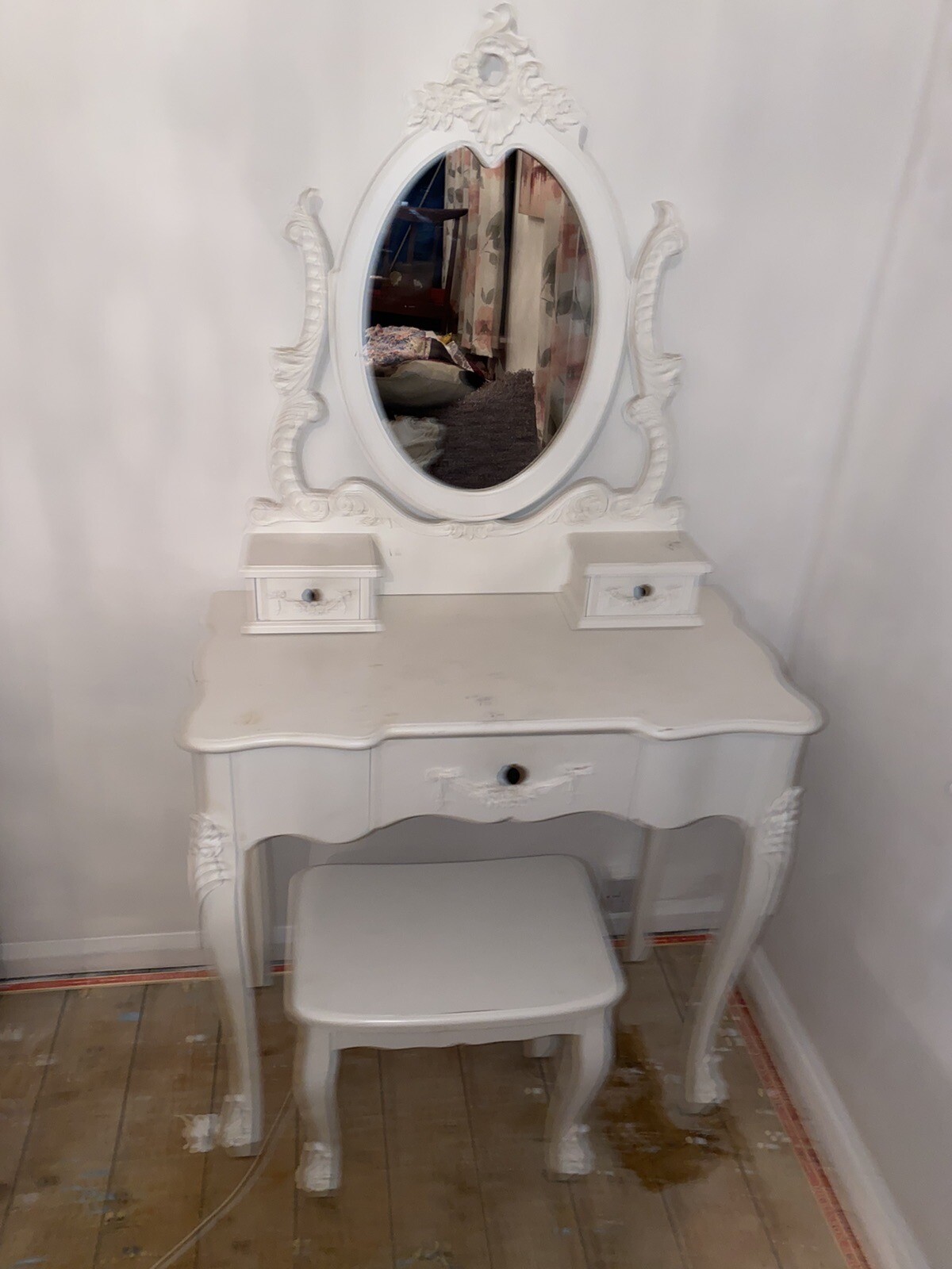 Used White Dunelm Toulouse French Style Dressing Table Includes Stool And Mirror eBay