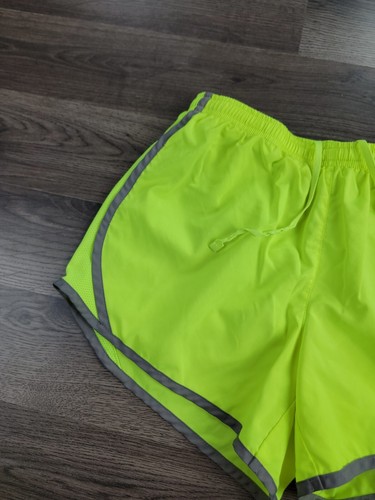 Nike Dri-Fit Youth Girls Tempo Running Shorts Large Neon Yellow Drawstrings Logo - Picture 3 of 11