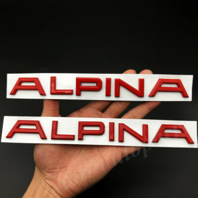 2pcs Metal Matte Red Alpina Car Trunk Emblem Badge Decal Sticker B3 4 5 6 7