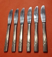 6 NAKAZATO NAB3 Stainless Dinner Knives Japan Bamboo/Leaves FREE SHIP