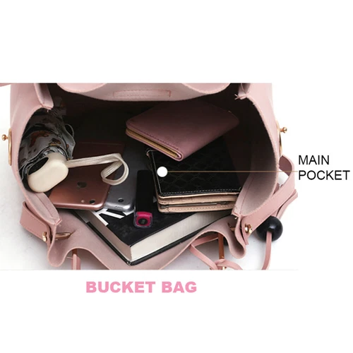 4Pcs/Set Women Lady Leather Handbags Messenger Shoulder Bags Tote Satchel Purse - Picture 5 of 35