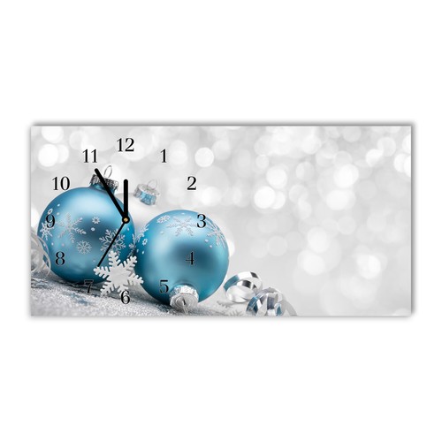 Horloge Murale Tulup En Verre Trempé 60x30cm - Thème Noël, Neige - Noir