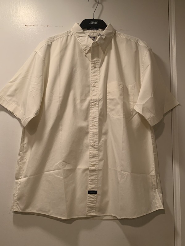 G.H. Bass Men's Short Sleeve Button Down Collar Cotton Shirt Large XL Ivory NWT