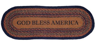3' God Bless America Eco-Friendly Braided Jute Table Runner Blue & Red Arlington