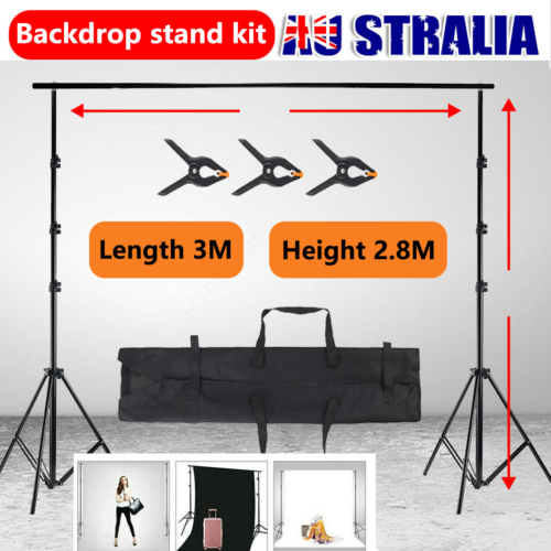 Photography Background Stand Studio Backdrop Support KIT Heavy-Duty Screen Clamp - Picture 1 of 8
