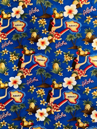 Crest Hawaii Theme Medical Scrub Top Aloha Hibiscus Island Lei Pineapple Rainbow - Picture 6 of 9
