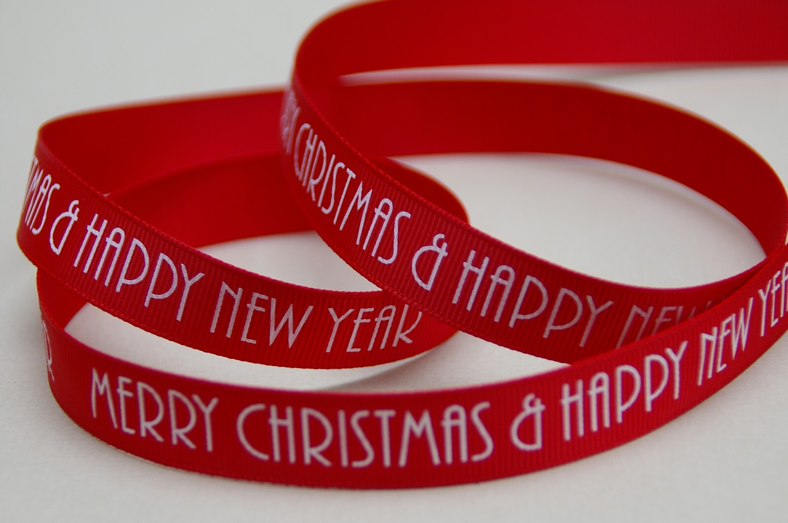 Merry Christmas and Happy New Year Red Ribbon 16mm x 5M