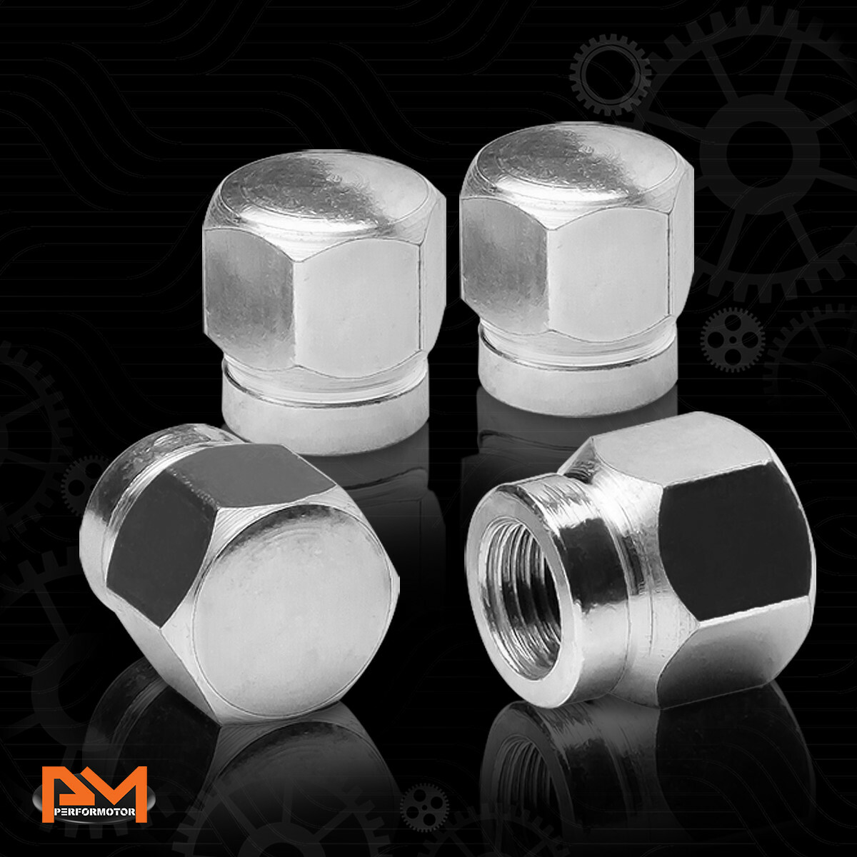 4 X Silver Aluminum Tires Stem Caps Hex Shaved Edges Wheel Air Valve
