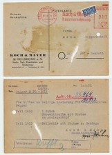 107312 - Freistempel/Postkarte Koch & Mayer Bauunternehmung - Heilbronn 1.8.1951